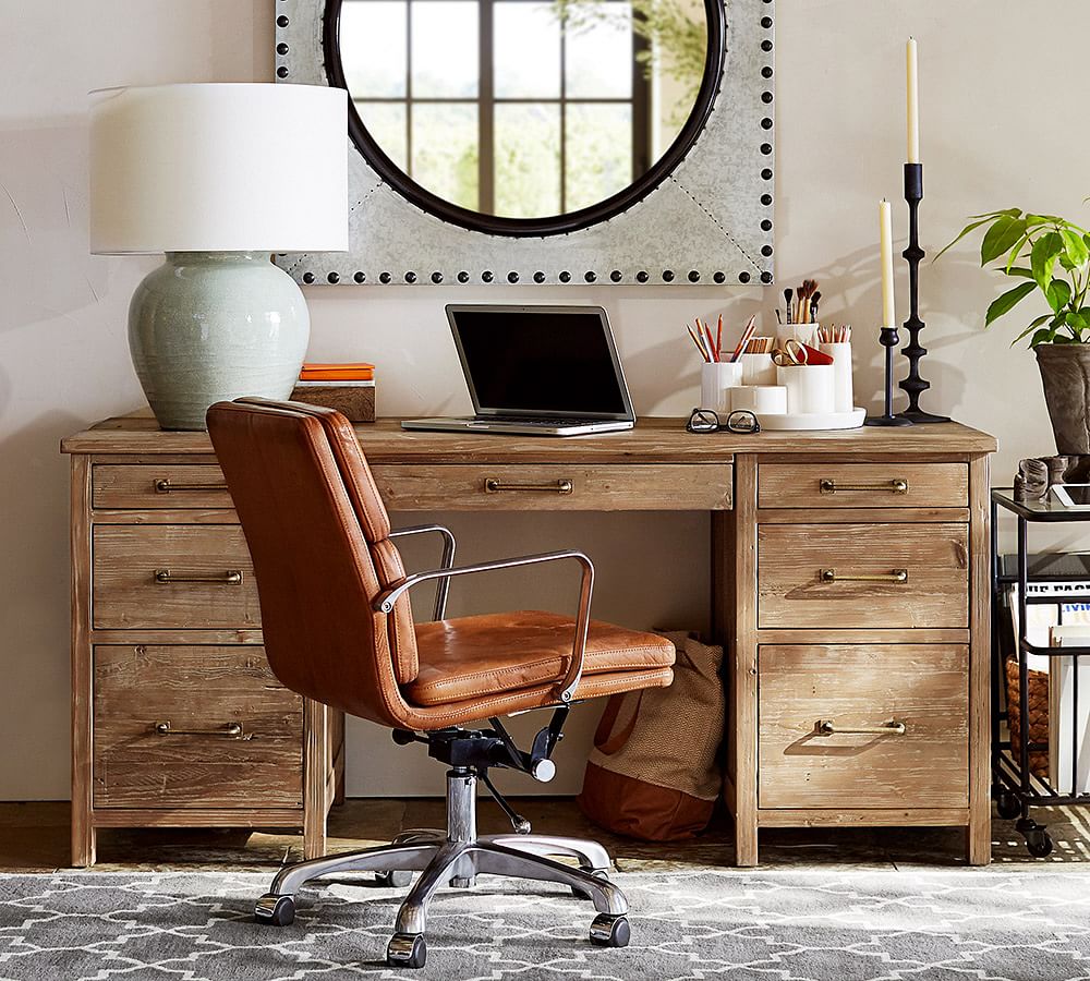 Parker Reclaimed Wood Desk with Drawers thumbnail 2