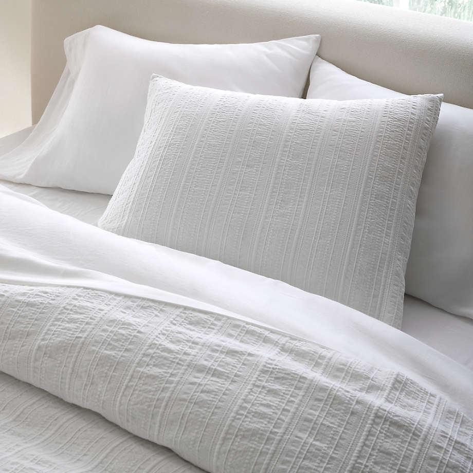 Organic Cotton White Textured Duvet Cover-King thumbnail 4
