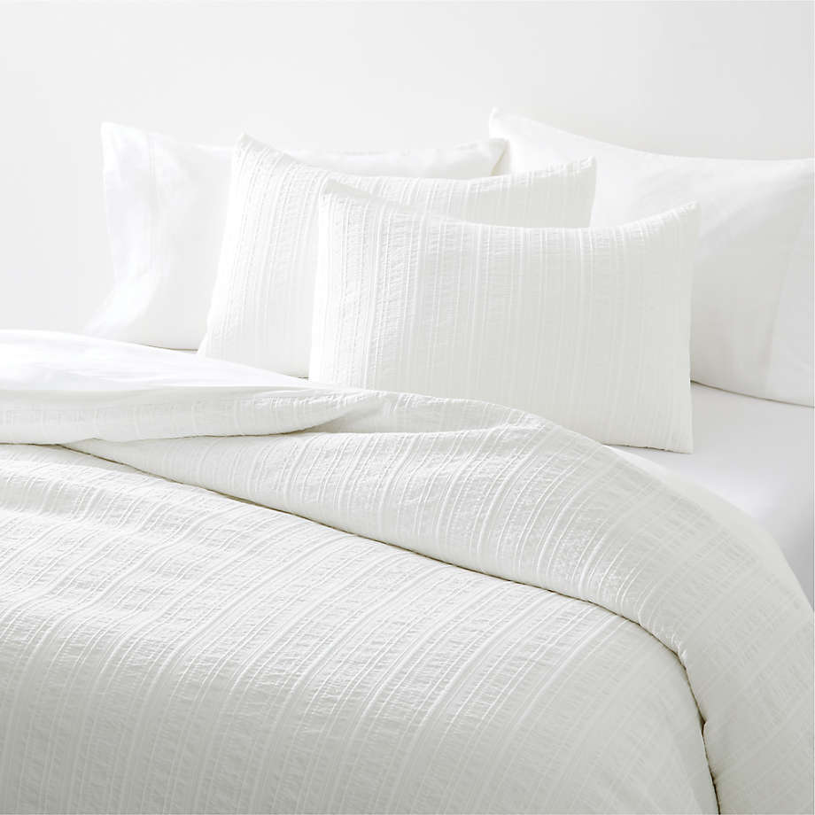 Organic Cotton White Textured Duvet Cover-King thumbnail 5