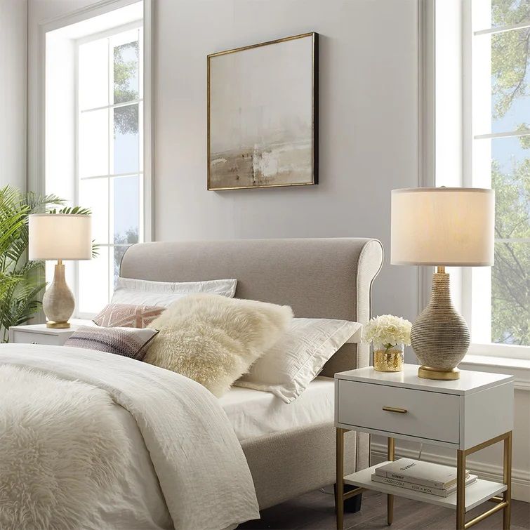 Platt Washed Beige and gold Table Lamp thumbnail 2