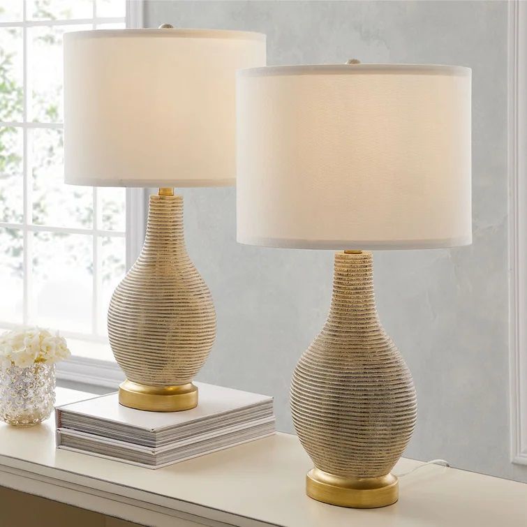 Platt Washed Beige and gold Table Lamp thumbnail 3