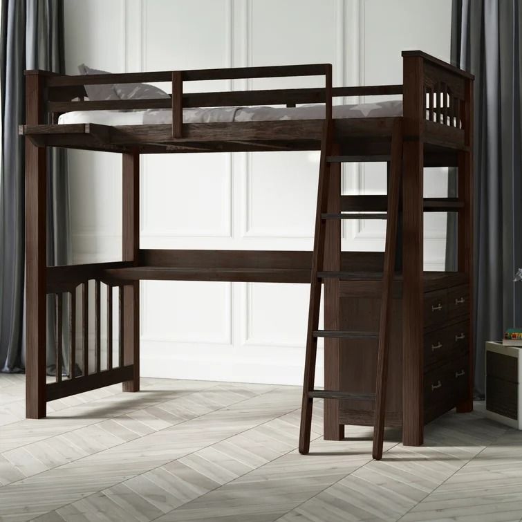 Bedlington Solid Wood Loft Bed with Built-in-Desk thumbnail 2