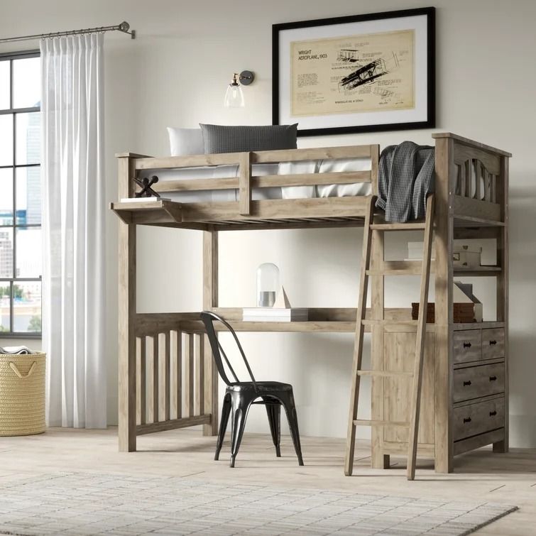 Bedlington Solid Wood Loft Bed with Built-in-Desk thumbnail 5