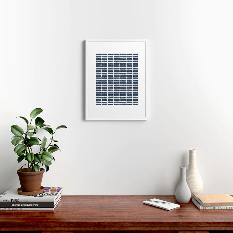Little Arrow Design Co Block Print Tile Navy Art Print With Frame 18"x24" thumbnail 2