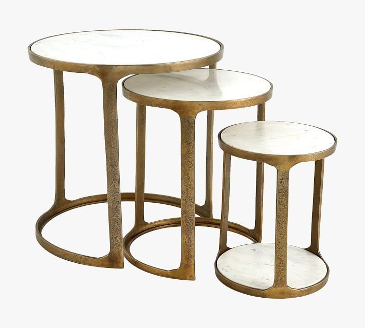 Giada Round Marble Nesting Tables thumbnail 3