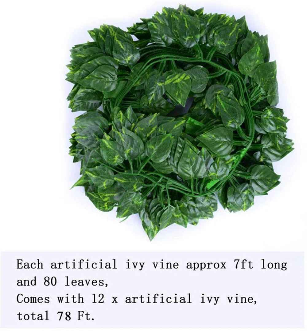 12 Strands Artificial Ivy Garland Leaf Vines Plants Hanging Garland Fake Plants thumbnail 4