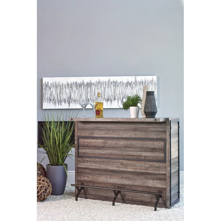 Wood And Metal 5 Shelf Bar Unit In Aged Oak thumbnail 2