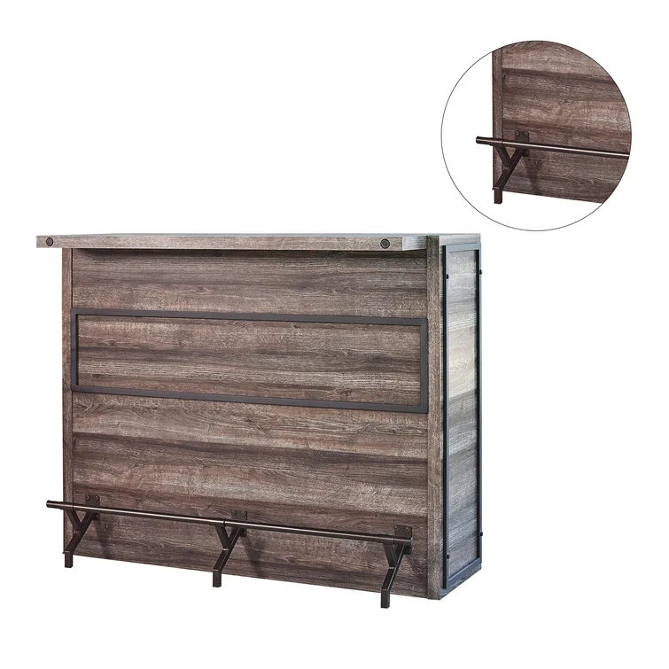 Wood And Metal 5 Shelf Bar Unit In Aged Oak thumbnail 3