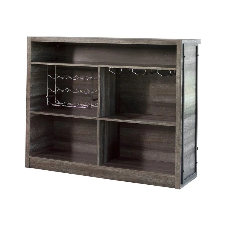 Wood And Metal 5 Shelf Bar Unit In Aged Oak thumbnail 4