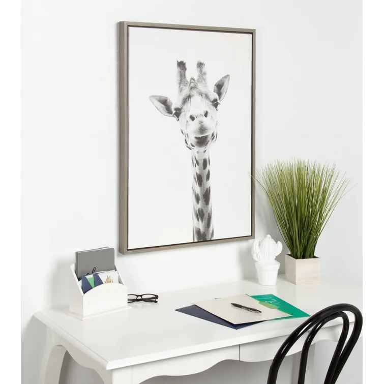 Audel Sylvie Graywash Giraffe with Frame-23"x23" thumbnail 2