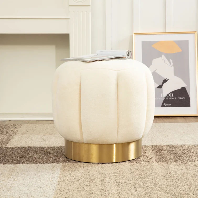 Maxine Velvet Tufted Round Standard Ottoman thumbnail 2