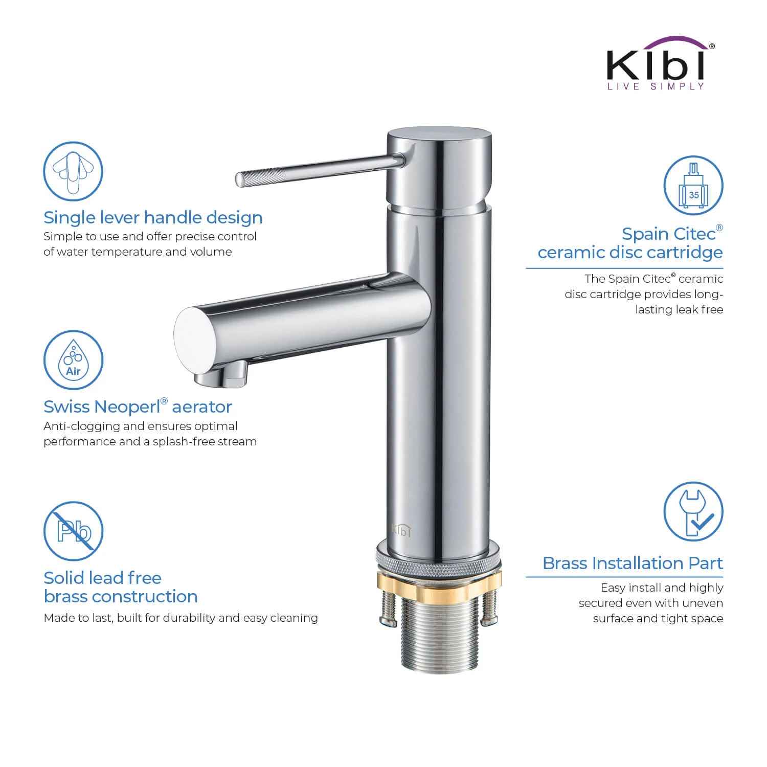 Circular X Single Hole Bathroom Faucet thumbnail 8