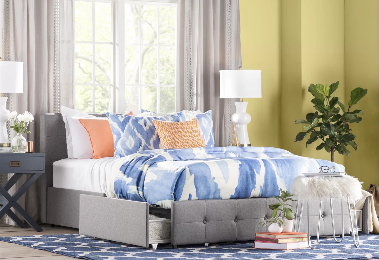Houchins Tufted Upholstered Low Profile Storage Platform Bed Full thumbnail 2