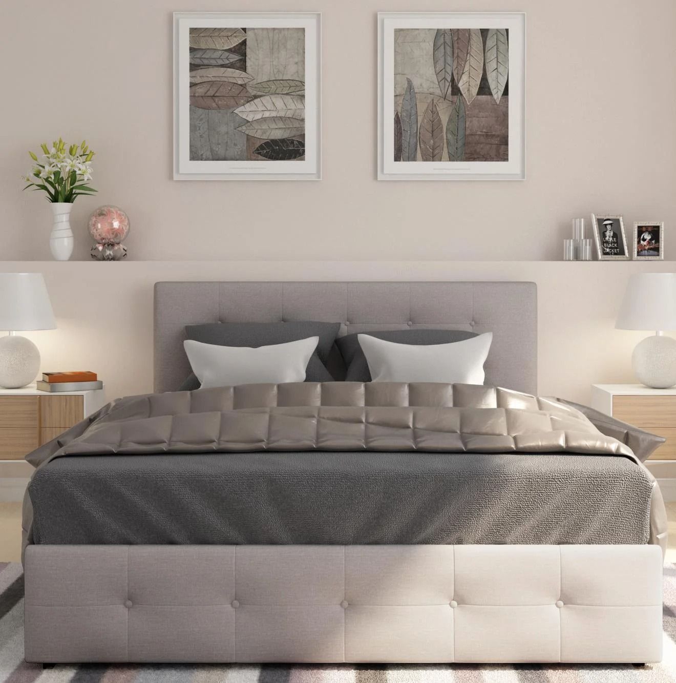 Houchins Tufted Upholstered Low Profile Storage Platform Bed Full thumbnail 3