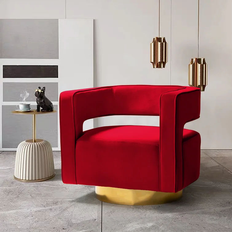 Guernsey Velvet Swivel Barrel Chair thumbnail 2