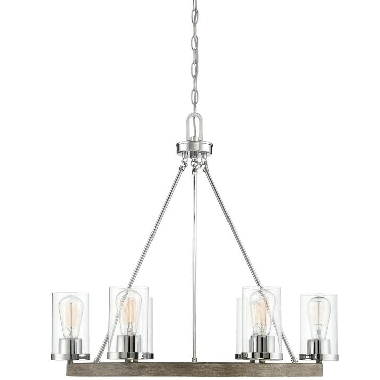 Corrie 6 Light Shaded Wagon Wheel Chandelier thumbnail 3