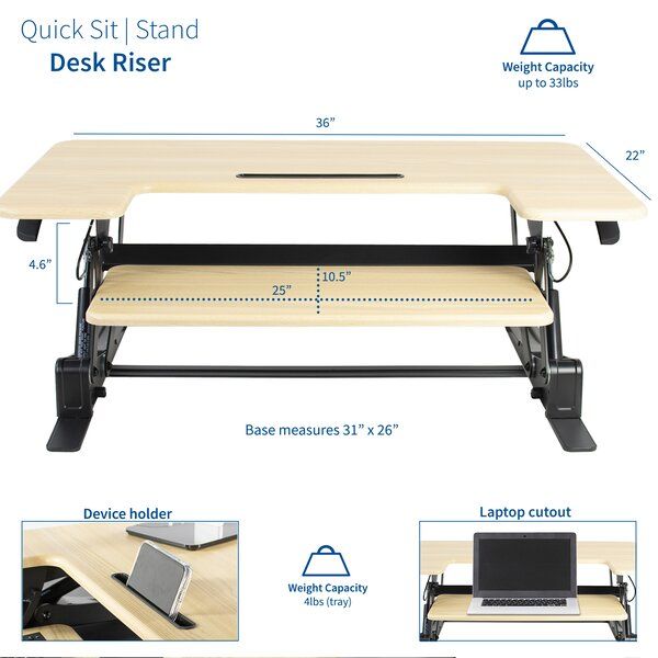Monitor Riser Height Adjustable Standing Desk Converter thumbnail 3