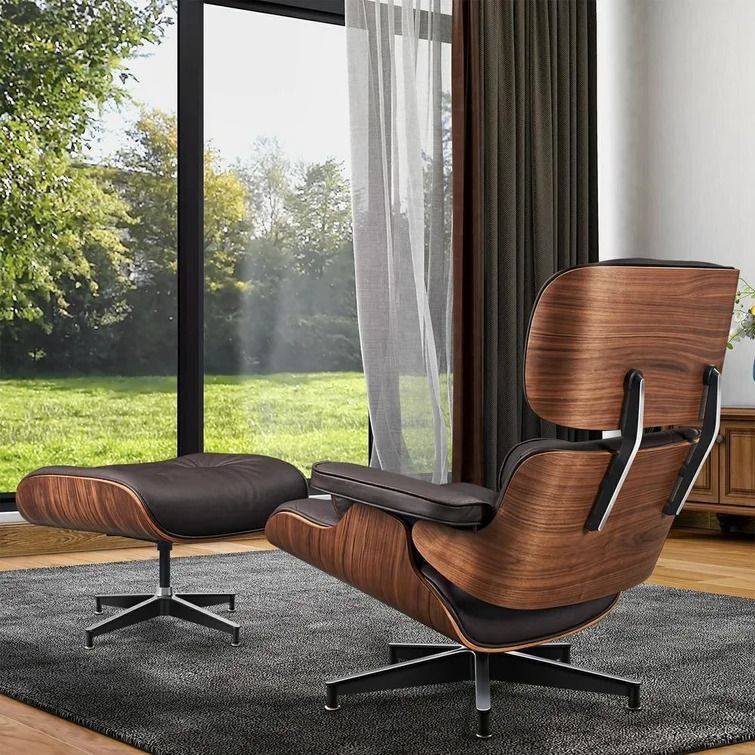 Friedemann Genuine Leather Manual Swivel Ergonomic Recliner with Ottoman thumbnail 3