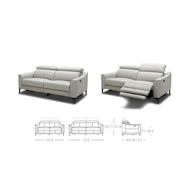 Marlenee Genuine Leather Round Arm Reclining Sofa thumbnail 2