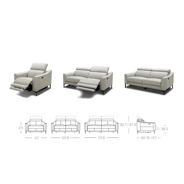 Marlenee Genuine Leather Round Arm Reclining Sofa thumbnail 4