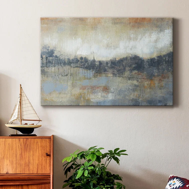 Cool Grey Horizon I Wrapped Canvas Painting UnFrame 32"x48" thumbnail 2