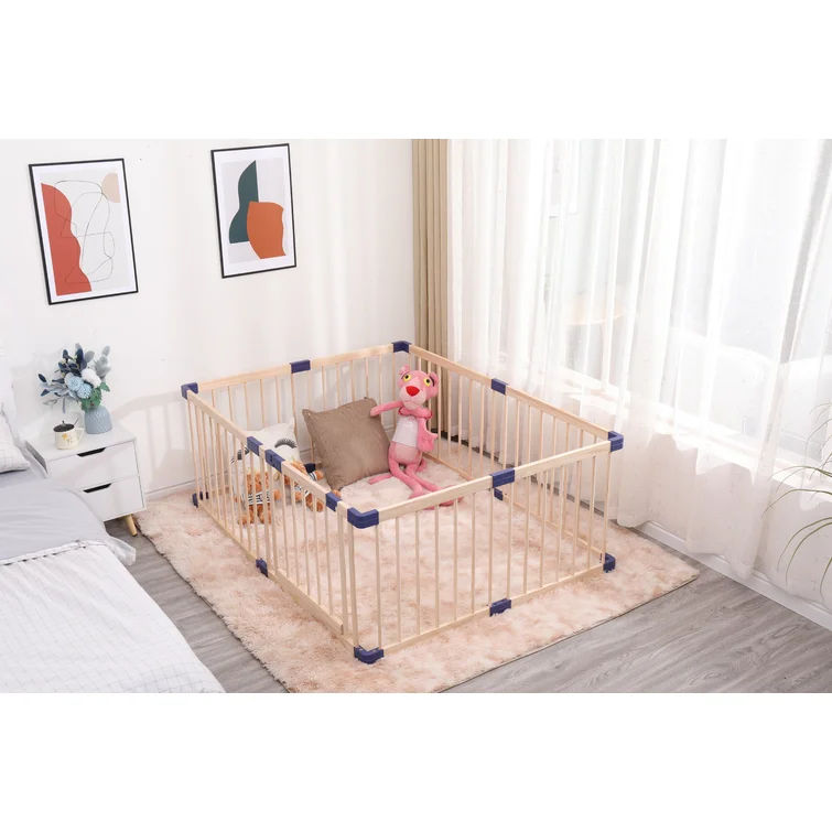 Natural Wooden Baby Playpen Safety Gate thumbnail 2