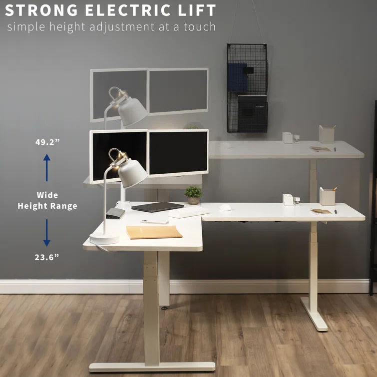 VIVO White Electric Motor Height Adjustable Standing Desk thumbnail 4