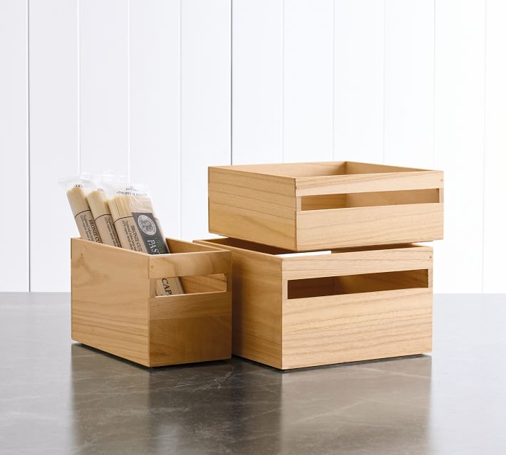 Wood Utility Storage Bin Narrow thumbnail 3