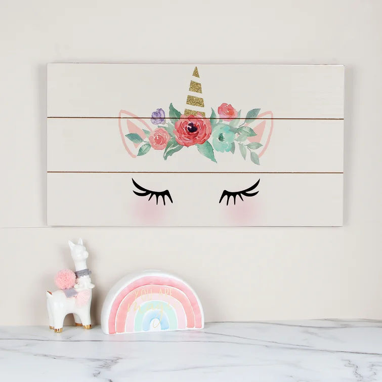 Delreal Unicorn Plank 3D Wall Decor No Frame 21.6"x11.75" thumbnail 2