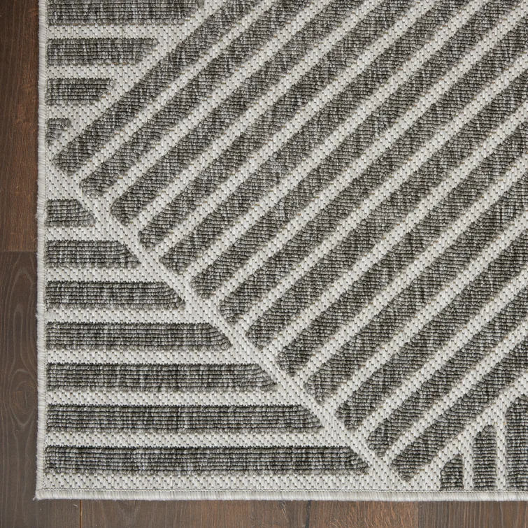 Mira Geometric Indoor Outdoor Area Rug in Dark Gray 7'10"x9'10" thumbnail 3