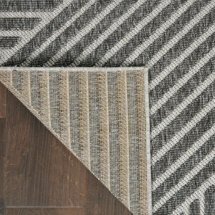 Mira Geometric Indoor Outdoor Area Rug in Dark Gray 7'10"x9'10" thumbnail 5