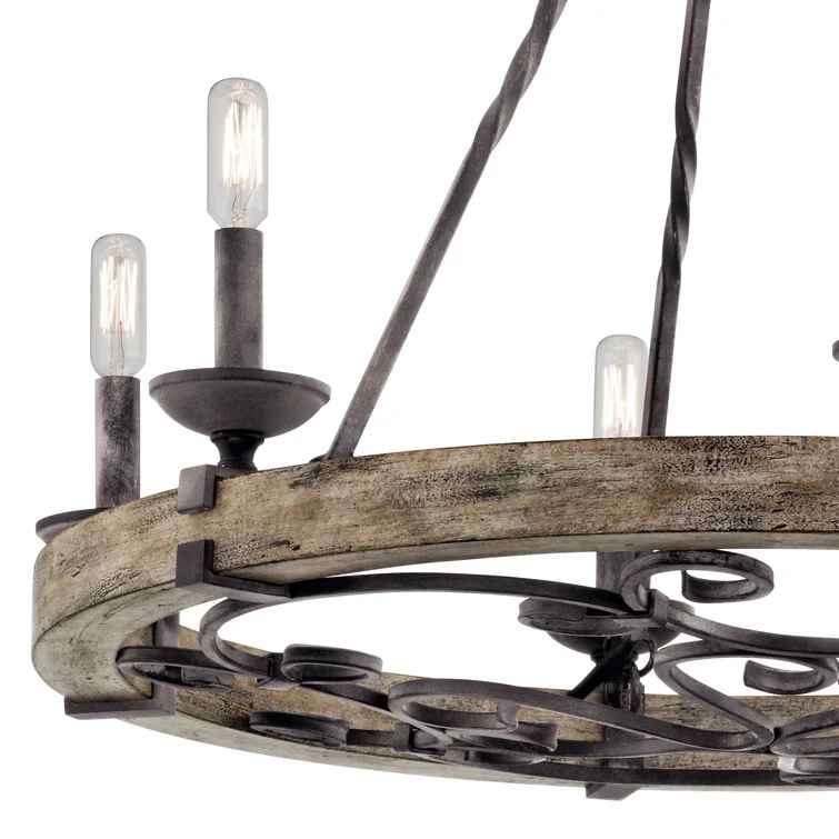 Odele Dimmable Wagon Wheel Chandelier thumbnail 3