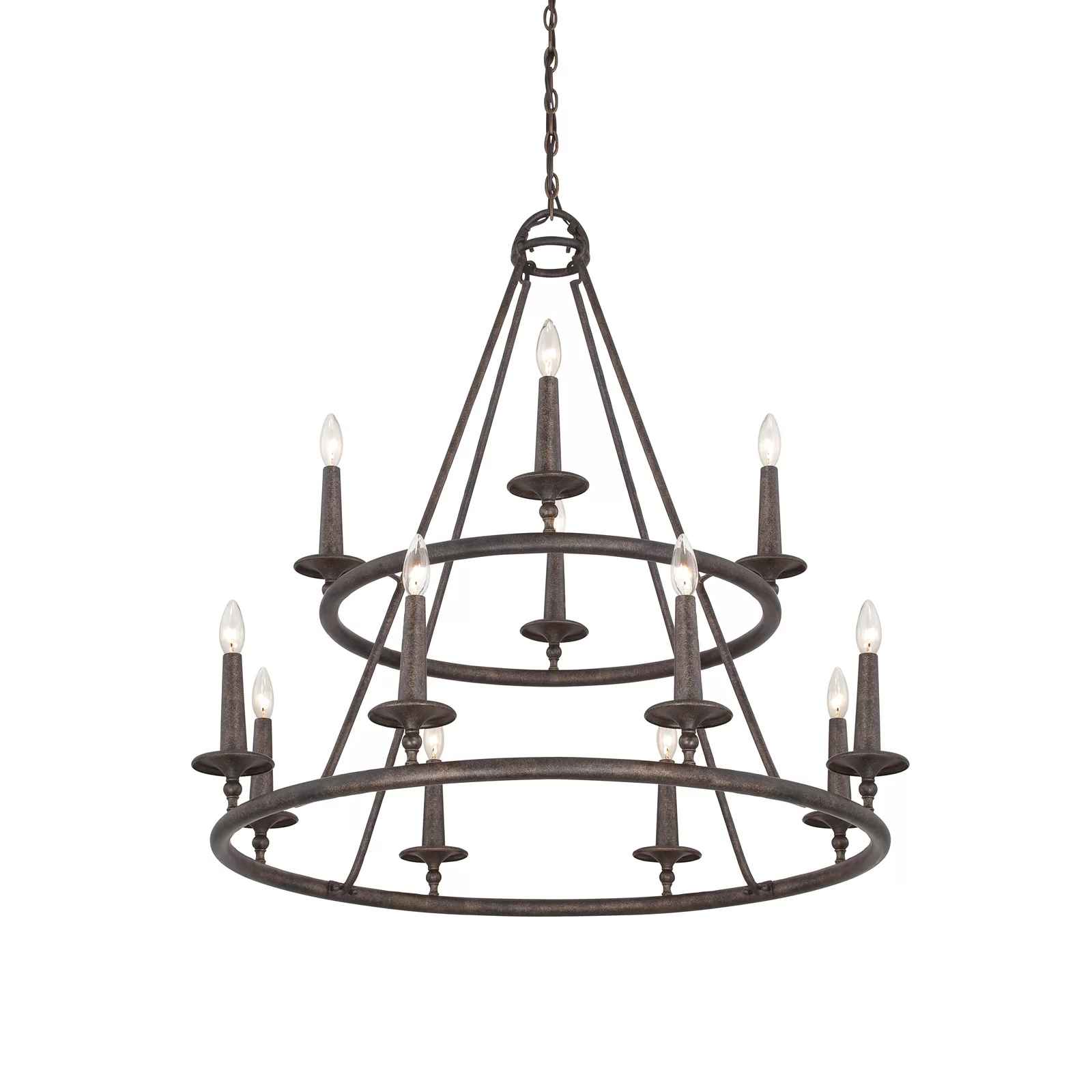 Wooler Dimmable Wagon Wheel Chandelier thumbnail 3