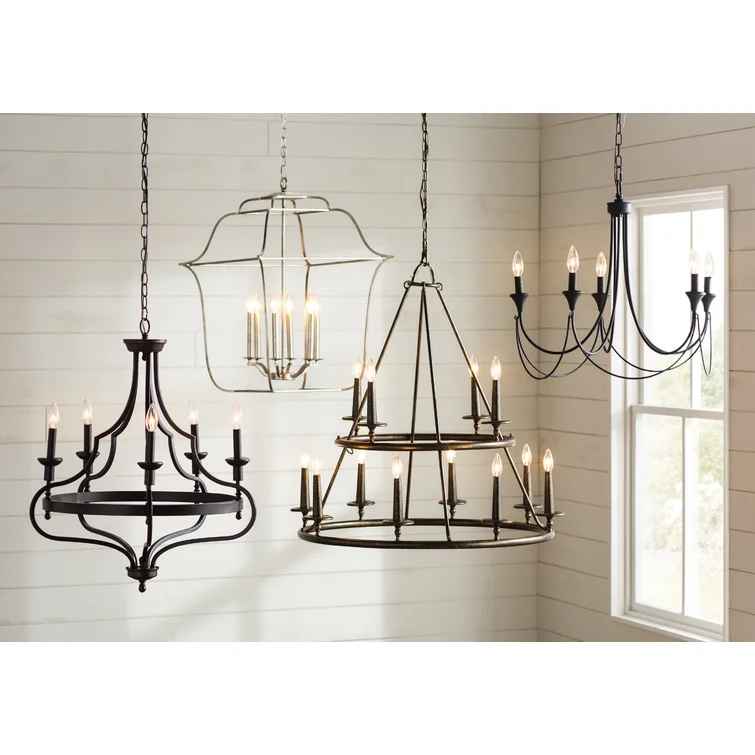 Wooler Dimmable Wagon Wheel Chandelier thumbnail 4