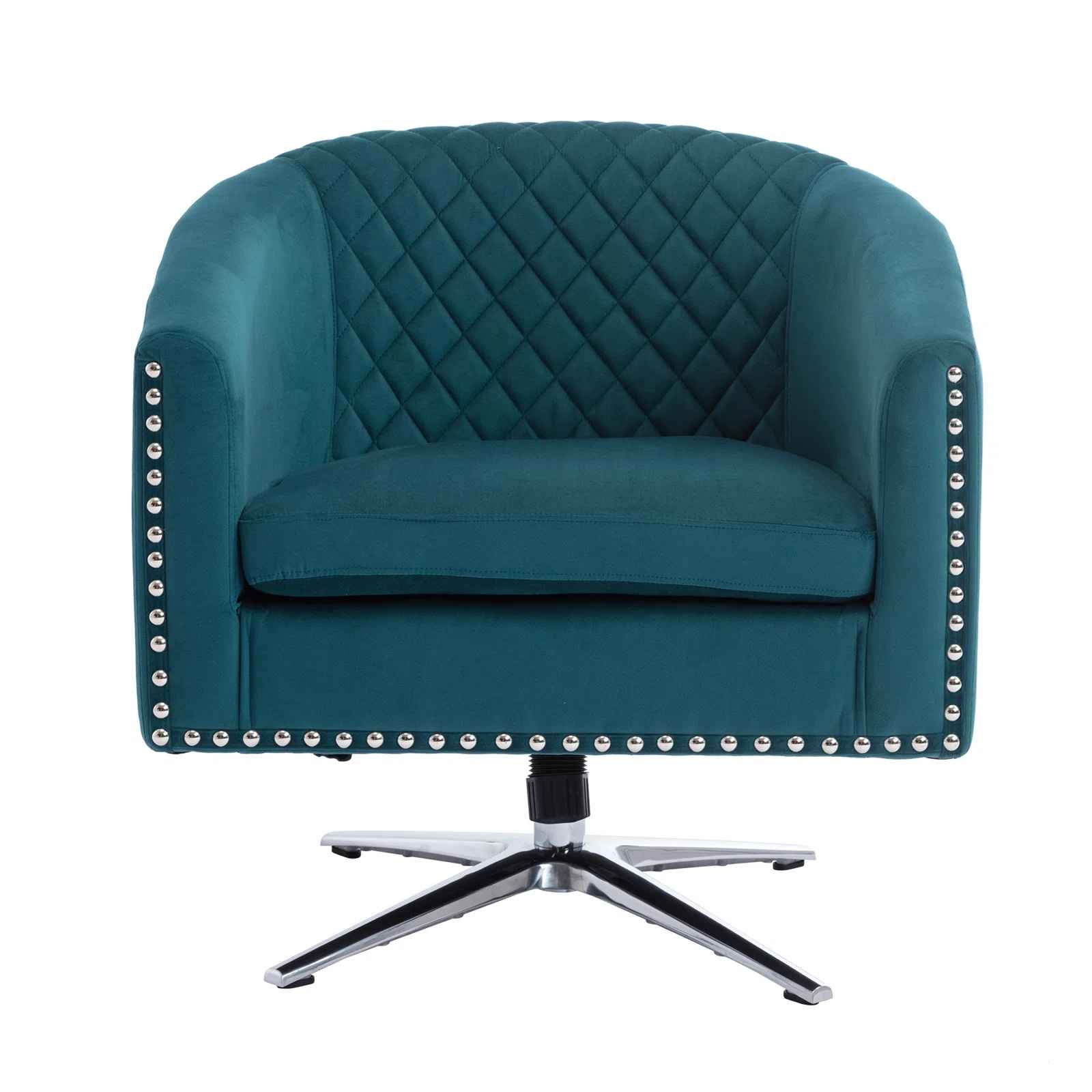 Tufted Velvet Swivel Barrel Chair thumbnail 3