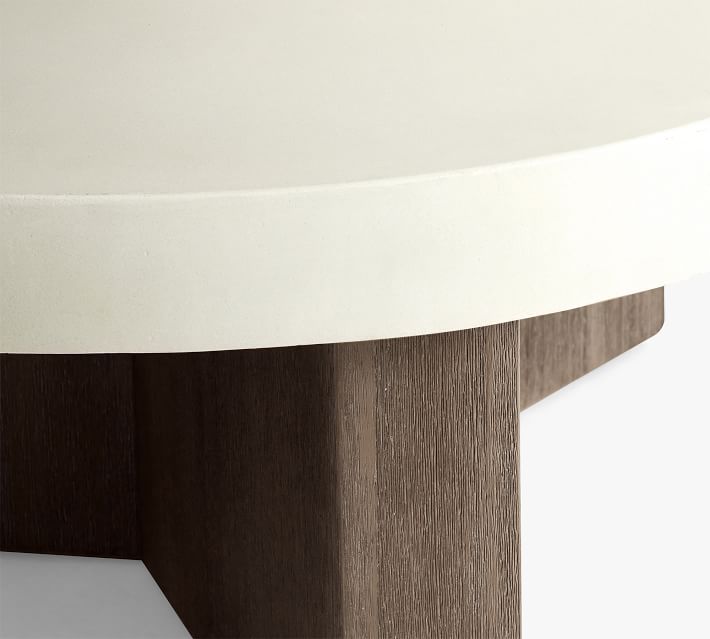 Pomona Concrete & Acacia Round Outdoor Coffee Table (38") thumbnail 4
