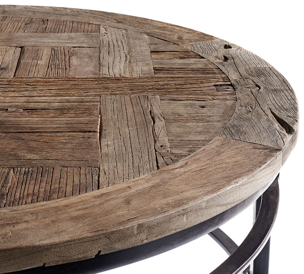 Parquet Round Reclaimed Wood Coffee Table (36") thumbnail 3