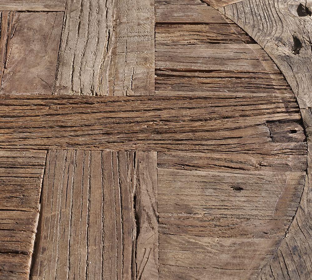 Parquet Round Reclaimed Wood Coffee Table (36") thumbnail 4