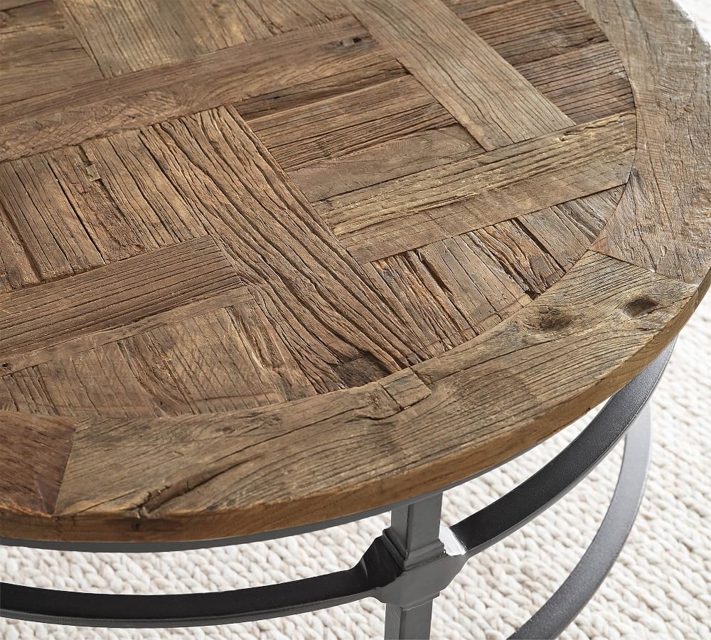 Parquet Round Reclaimed Wood Coffee Table (36") thumbnail 5