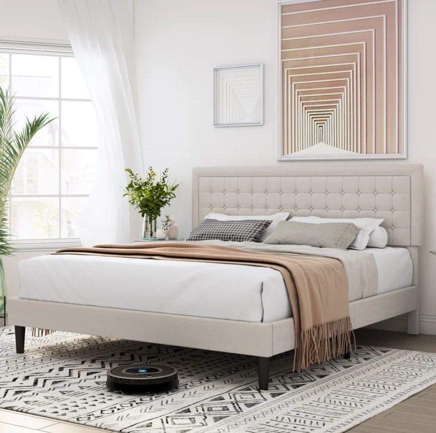 Tufted Upholstered Low Profile Platform Bed thumbnail 3