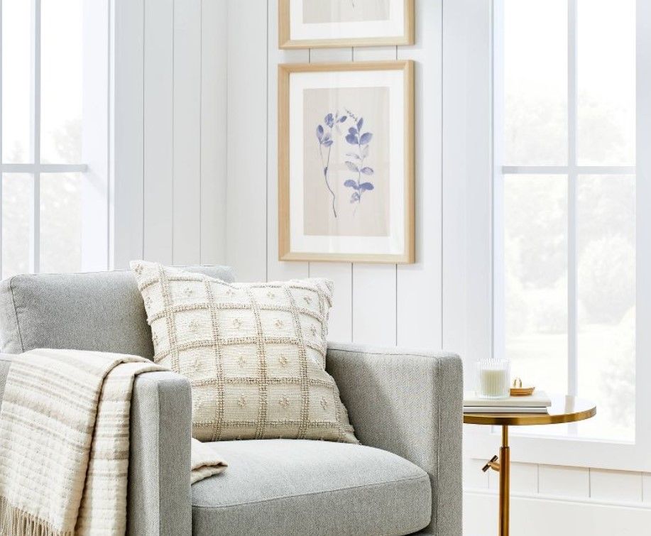 Woven Cotton Tufted Square Throw Pillow Cream  thumbnail 2
