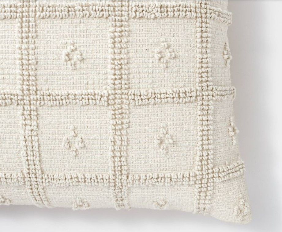 Woven Cotton Tufted Square Throw Pillow Cream  thumbnail 3
