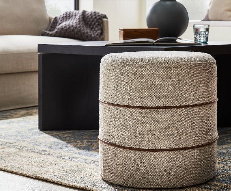 Catalina Mudcloth Round Ottoman thumbnail 2