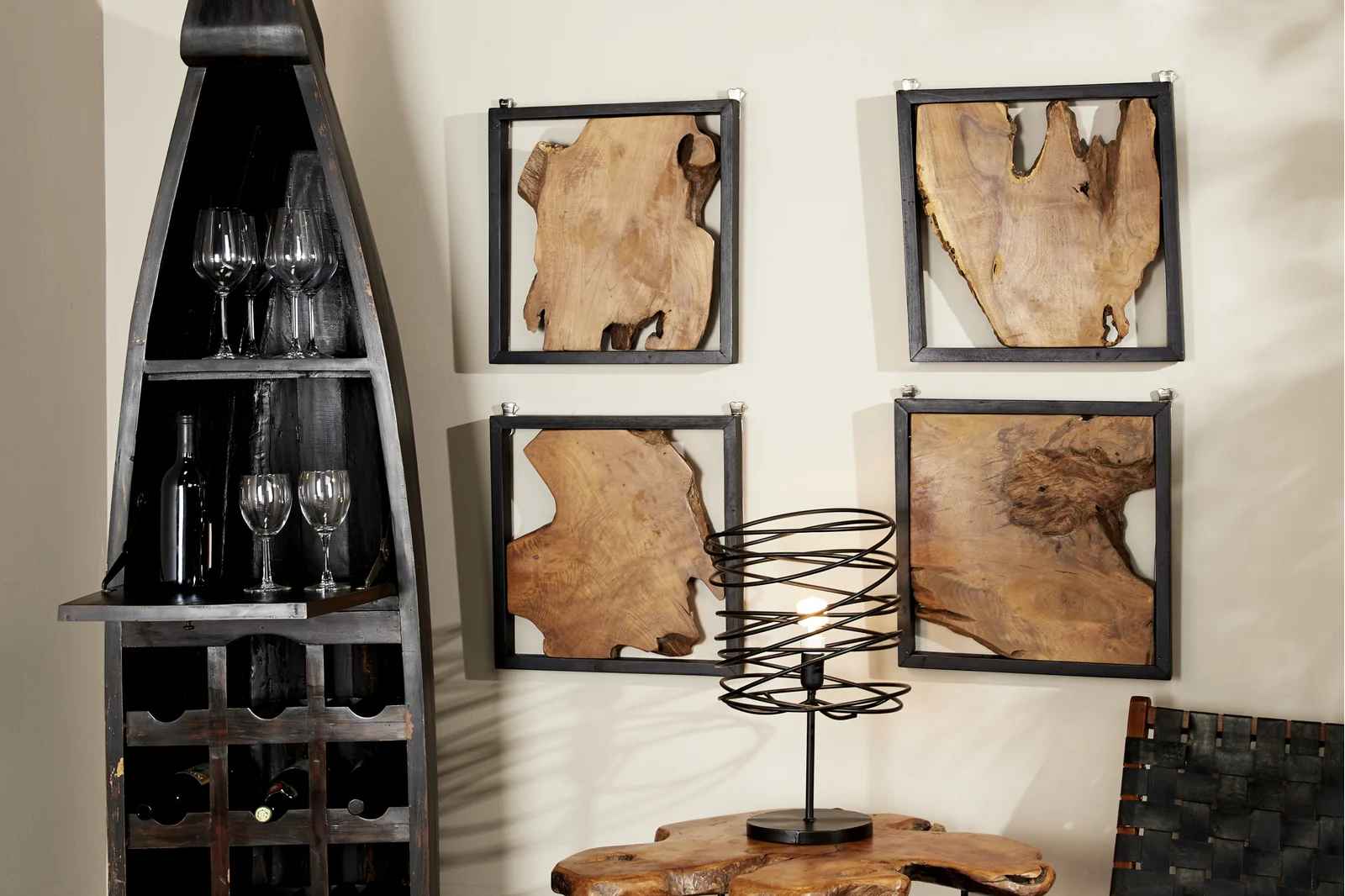 4 Piece Live Edge Teak Wood Wall Decor Set thumbnail 2