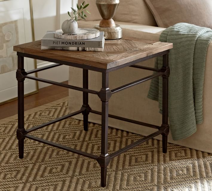 Parquet Square Reclaimed Wood End Table (23.5") thumbnail 2
