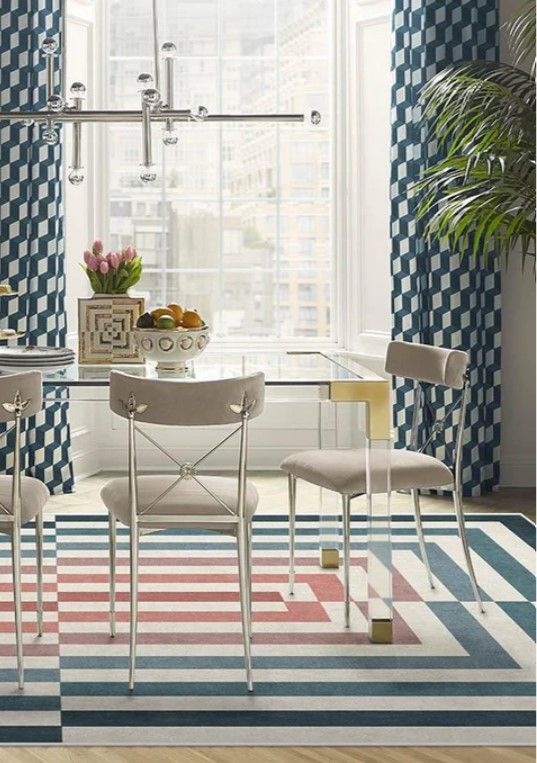 Jonathan Adler Op Art Teal Rug  thumbnail 2