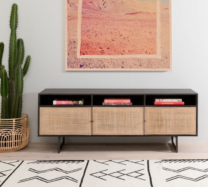 Dolores Cane Media Console Black thumbnail 2