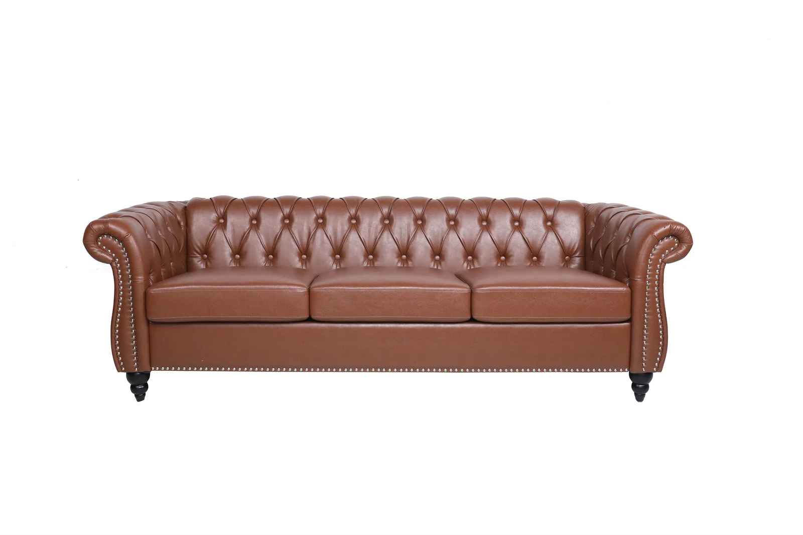 Annalena Faux Leather Rolled Arm Chesterfield Sofa thumbnail 3