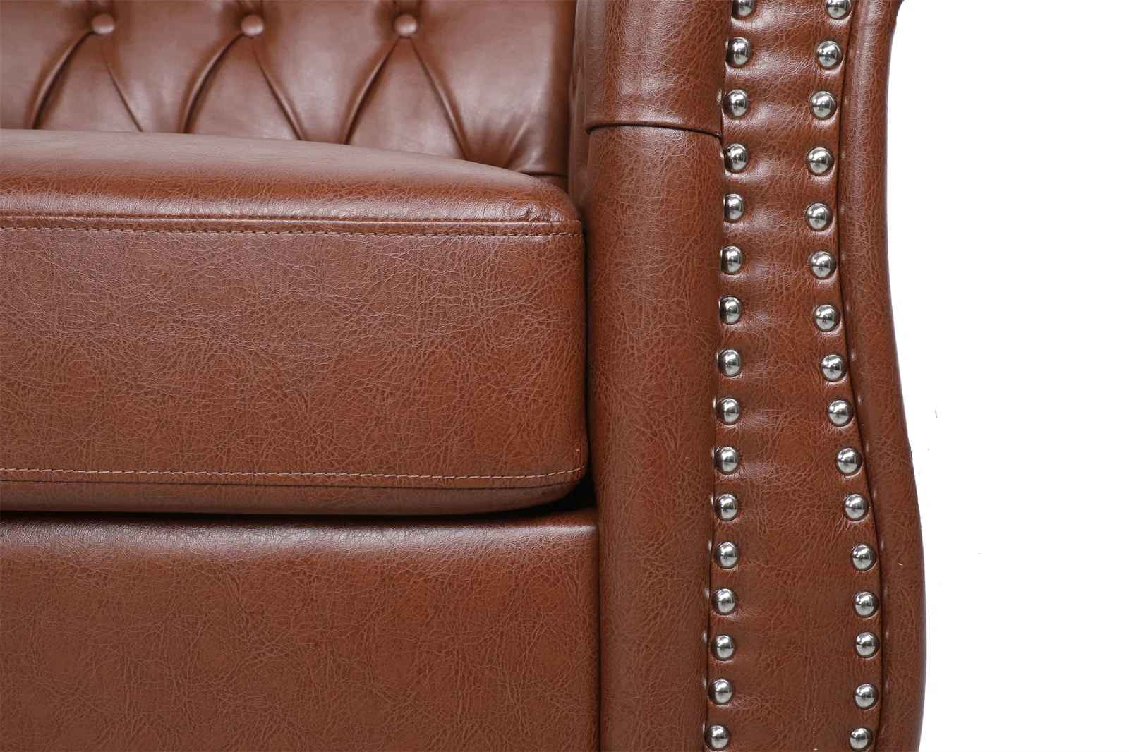 Annalena Faux Leather Rolled Arm Chesterfield Sofa thumbnail 8