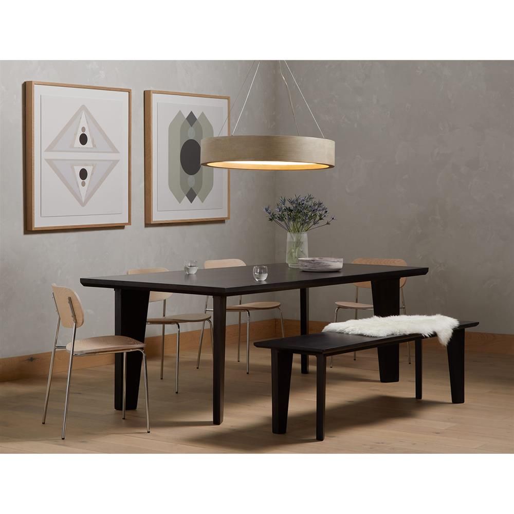 Ezra Modern Classic Black Solid Wood Rectangular Dining Table thumbnail 2